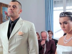 AlphaTeenies presents: Sexy bride licks his shoes and sucks his cock