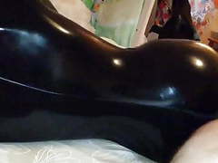 AlphaTeenies presents: Sex with my wife in black latex catsuit