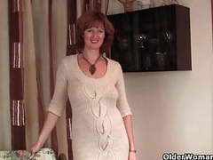 AlphaTeenies presents: Redheaded mom plays with her nipples and pussy (compilation)