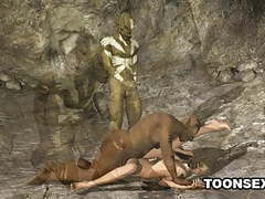 AlphaTeenies presents: 3d babe double teamed outdoors by monsters