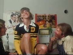 AlphaTeenies presents: Marilyn chambers as a cheerleader takes on 2 guys