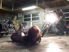 AlphaTeenies presents: Biker girl hogtied in the garage