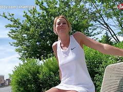 AlphaTeenies presents: German blonde milf outdoor creampie