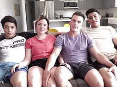 AlphaTeenies presents: Crazy teen 4some. ass splitting huge cock and rimming!