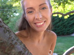 AlphaTeenies presents: Solo model kinuski opens her legs in outdoors and masturbates, Solo Models, Masturbation, Outdoor, Panties, Natural Tits, Long Hair, Pussy, Fingering, High Heels