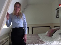 AlphaTeenies presents: German female real estate agent secretary in pantyhose fuck