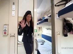 AlphaTeenies presents: Seduced the conductor on the train and fucked while she had a break