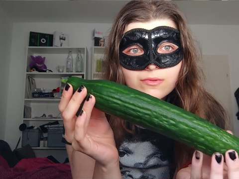 AlphaTeenies presents: 18yo teen fucks huge cucumber!!!  small tits, shy teeny, perfect body  amateur teen