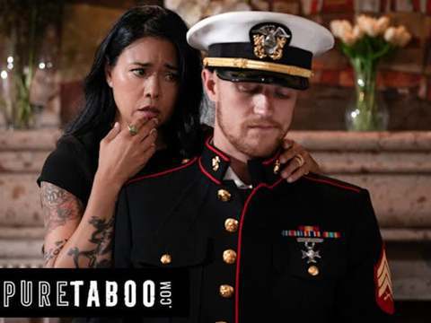 AlphaTeenies presents: Pure taboo lonely widow dana vespoli wants stepson to wear gone husband military uniform & fuck her