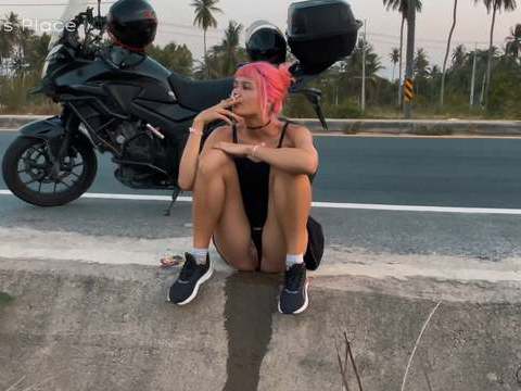 AlphaTeenies presents: Motorbike girlfriend peeing on the roadside
