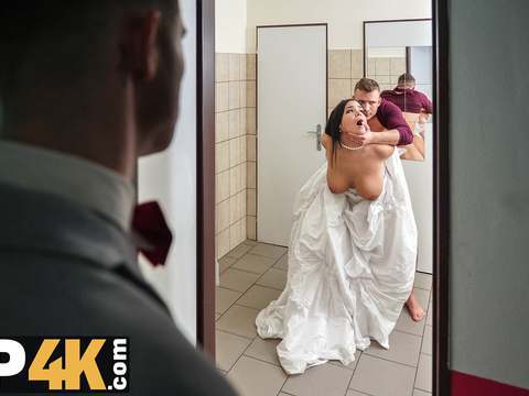 AlphaTeenies presents: Vip4k. wife gets her hairy vagina licked and penetrates in the wc