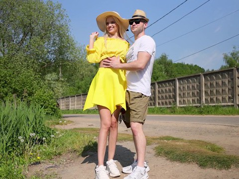 AlphaTeenies presents: Blonde novella night gets fucked from behind in public - hd