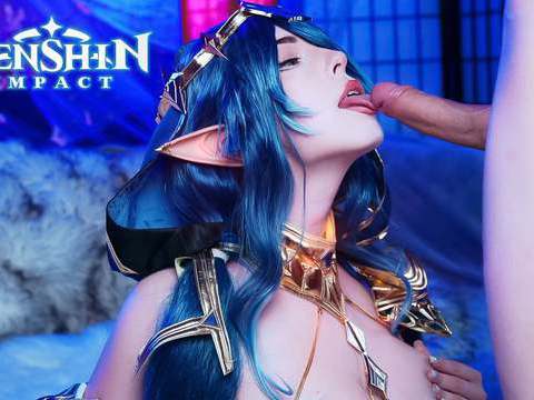 AlphaTeenies presents: Genshin impact. layla swallows a big cock down her throat - mollyredwolf