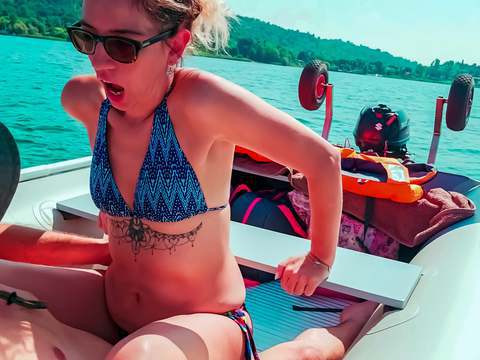 AlphaTeenies presents: Wife gets fucked on a boat and gets a creampie from her husband's best friend