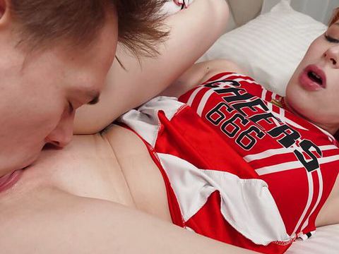 AlphaTeenies presents: Redhead cheerleader bringing steamy fantasies to life together with her bf