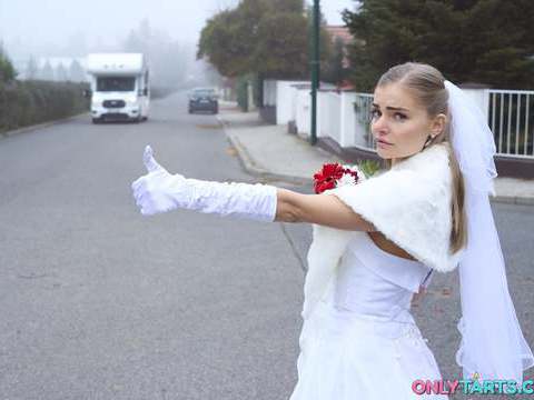 AlphaTeenies presents: Shock content sexy bride fucks random van driver on marriage day