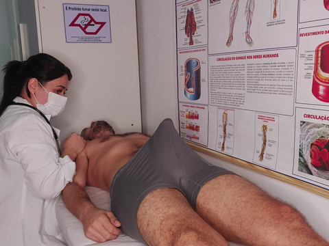 AlphaTeenies presents: Patient's erection right in front of the nurse