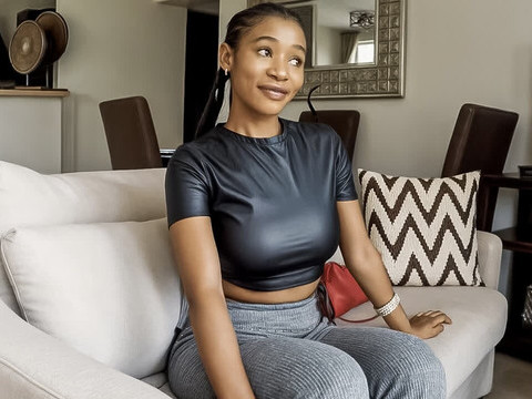 AlphaTeenies presents: Amateur ebony model tricked to suck white cock at couch casting call