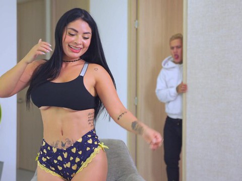AlphaTeenies presents: Brunette alejandra palacios with hot ass sucking a hard cock