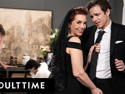 AlphaTeenies presents: Adult time - horny tattooed gilf ruby lynne caught fucking big dick stud during her hubby's funeral!