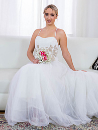 AlphaTeenies presents: Blonde bride Anna Khara has sex with the groom and a photographer at once