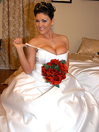 AlphaTeenies presents: Horny bride Claire Dames enjoys licking her big tits and fingering her pussy