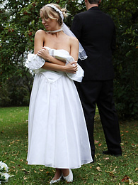 AlphaTeenies presents: Blonde bride Hayley Marie Coppin gets naked on a lawn while taking her vows