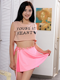 AlphaTeenies presents: Admirable teen girl strips nude exposing her amazing body, perfect tits and hot tight pussy