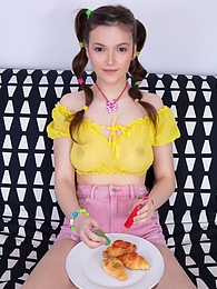 AlphaTeenies presents: Brunette girl spends many hours posing nude at home and enjoying each second of doing it