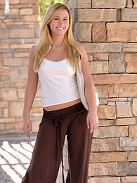 AlphaTeenies presents: Light-Haired american cutie Summer Solstice removes her clothes and toys her twat