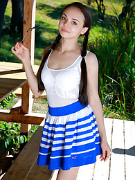AlphaTeenies presents: Fresh-Faced russian beauty Mia Grandy gets totally naked on a picnic table in a garden